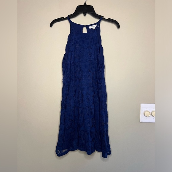 Navy Lace Trapeze Dress - Picture 1 of 4